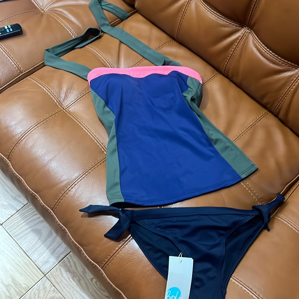 New Boden swimsuit Santorini Tankini & tie bikini bottom. sz 4. C23